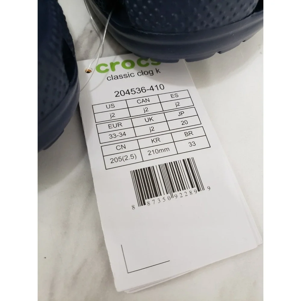 NEW SZ 2 / J2 Crocs CLASSIC KIDS YOUTH ClogS  NAVY blue JUNIOR boy girl